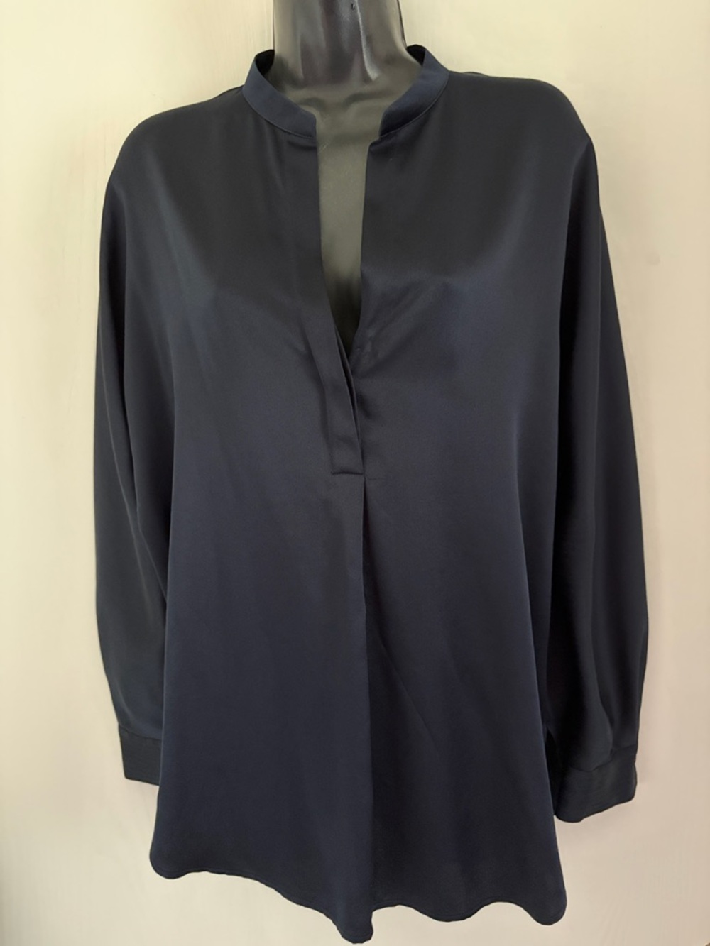 Vince Silk Band Collar Blouse